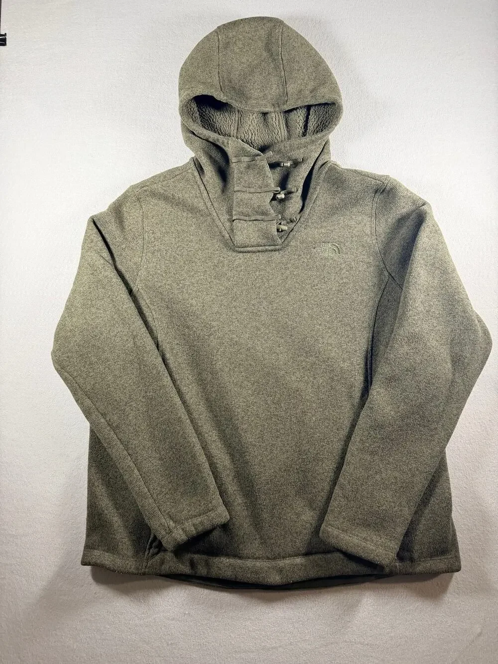 THE NORTH FACE HOODED PULLOVER FLEECE OLIVE GREEN WOMEN’S XXL
